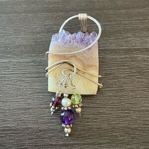 Handmade Sterling Silver Multi Gem Pendant